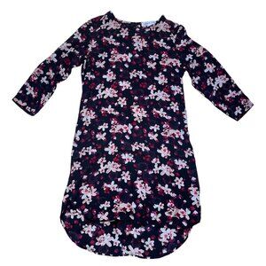 Amour Vert 100% Silk Floral Mini Shift Dress Black XS